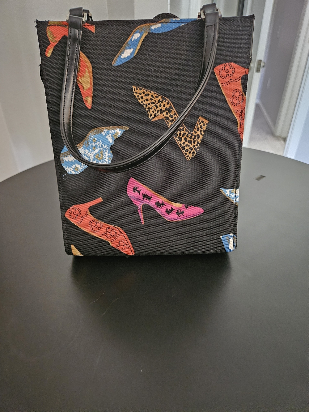 Vintage Y2K Braciano Rhinestone High Heel Print Crossbody Tote Bag - Picture 3 of 8
